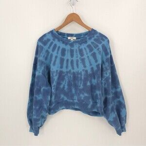 Agolde Tie Dye Balloon Sleeve Sweatshirt Blue Cropped Sweater Size Medium